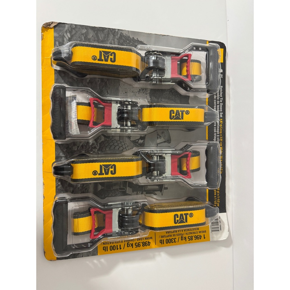 CAT Ratchet Tie Down Set 4pc 16ft Yellow New 1100lb Work Load 1509960